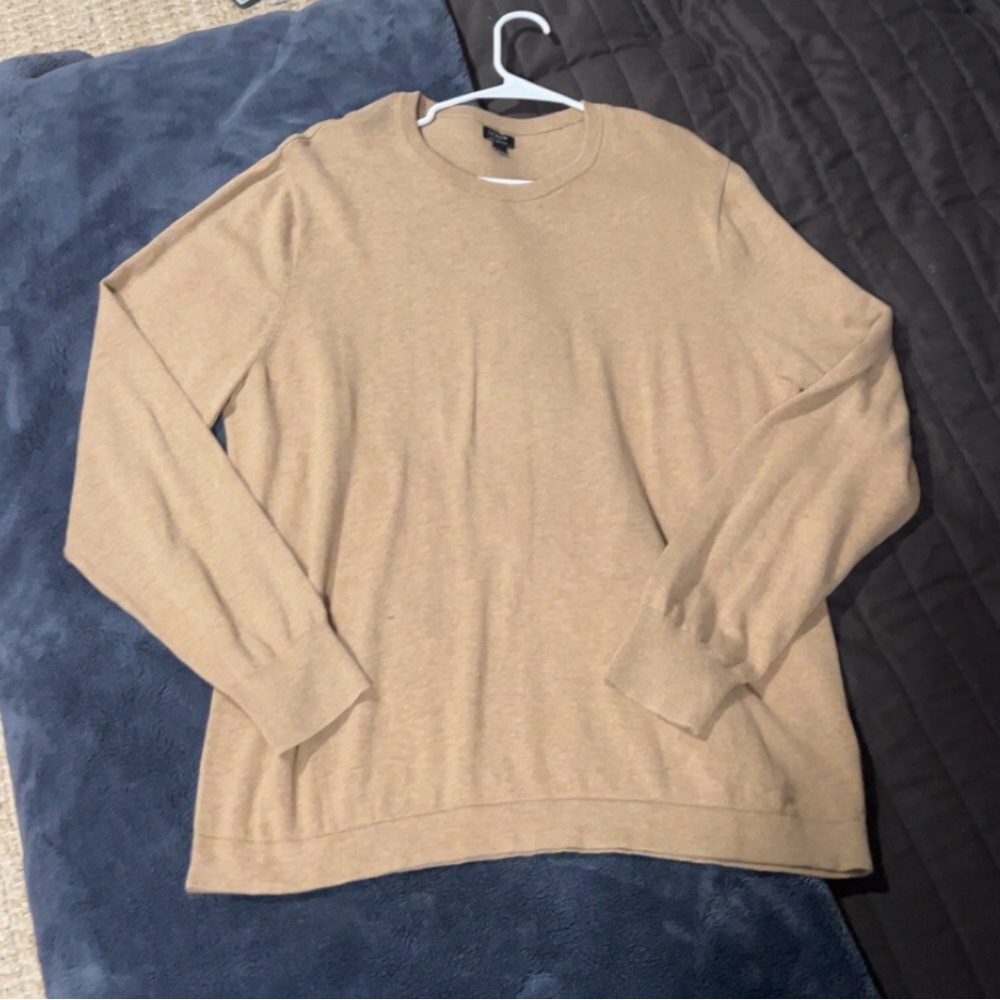 J. Crew 100% cotton Tan Crewneck Sweater Classic Knit